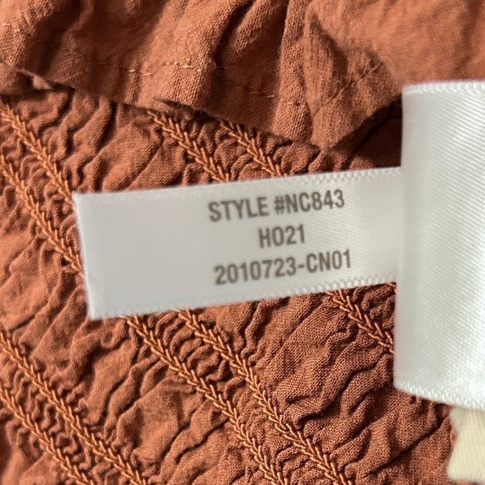 Madewell Lucie Smocked Top Womens XS Umber Terracotta Puff Sleeve Square Neck - Picture 7 of 9